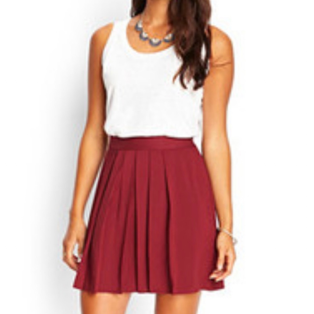 Forever 21 Contemporary Burgundy Pleated Skirt